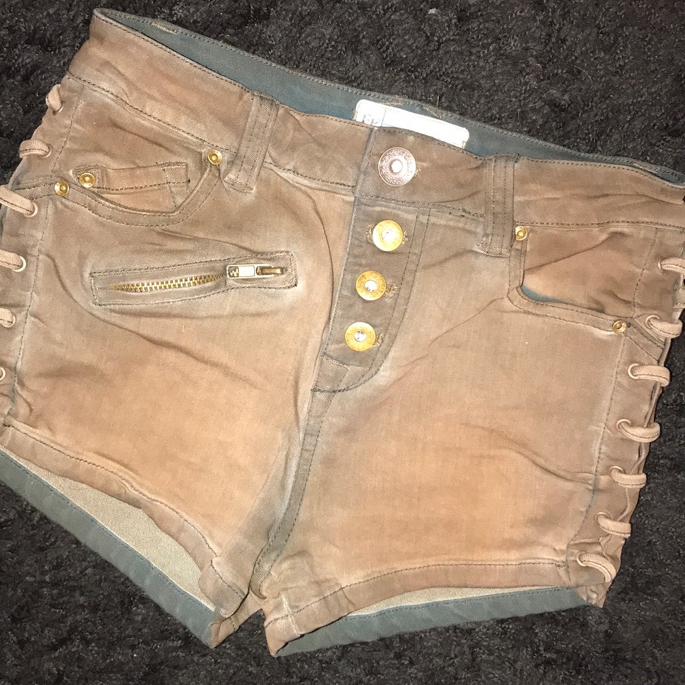 Free People Boho Lace Up Denim Shorts